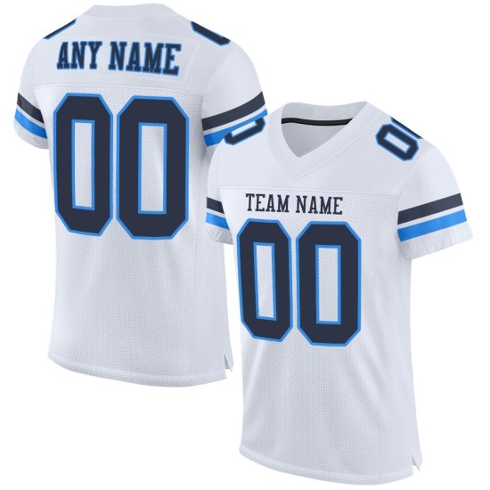 Navy-Powder Blue Football Custom White Authentic Jersey Mesh Navy-Powder Blue Football Custom White Authentic Jersey Mesh