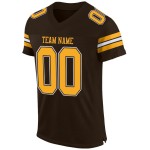 Brown Authentic Mesh Football Custom Jersey Gold-White Brown Authentic Mesh Football Custom Jersey Gold-White