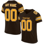 Brown Authentic Mesh Football Custom Jersey Gold-White Brown Authentic Mesh Football Custom Jersey Gold-White