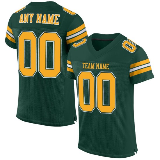 Jersey Mesh Authentic Custom Green Football Gold-White Jersey Mesh Authentic Custom Green Football Gold-White