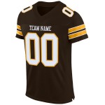 Football Mesh Custom Authentic Brown Jersey White-Gold Football Mesh Custom Authentic Brown Jersey White-Gold