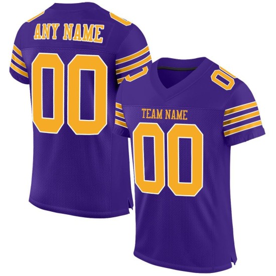 Gold-White Custom Purple Mesh Jersey Authentic Football Gold-White Custom Purple Mesh Jersey Authentic Football