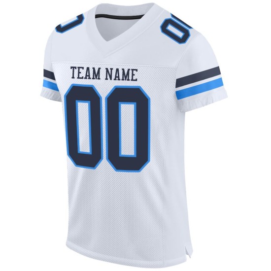 Navy-Powder Blue Football Custom White Authentic Jersey Mesh Navy-Powder Blue Football Custom White Authentic Jersey Mesh