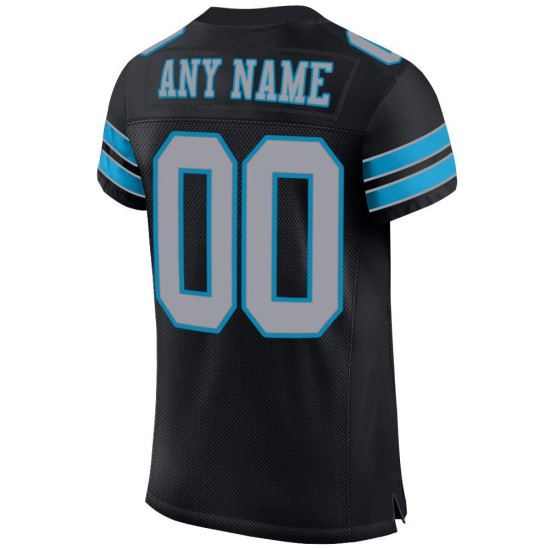 Gray-Panther Blue Mesh Jersey Custom Light Authentic Football Black Gray-Panther Blue Mesh Jersey Custom Light Authentic Football Black