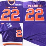 Football Authentic Mesh Purple Jersey Throwback Custom Orange-White Football Authentic Mesh Purple Jersey Throwback Custom Orange-White