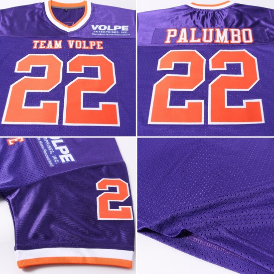 Football Authentic Mesh Purple Jersey Throwback Custom Orange-White Football Authentic Mesh Purple Jersey Throwback Custom Orange-White