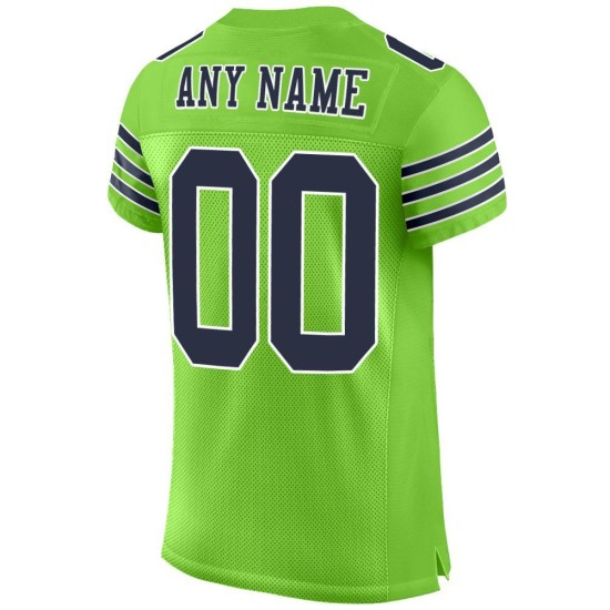 Neon Navy-White Football Jersey Custom Mesh Green Authentic Neon Navy-White Football Jersey Custom Mesh Green Authentic