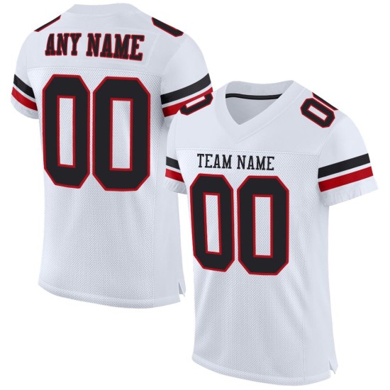 Custom Jersey Black-Red Authentic White Mesh Football Custom Jersey Black-Red Authentic White Mesh Football