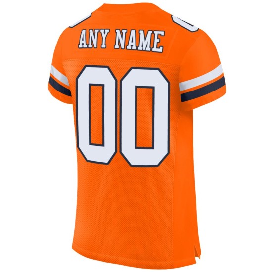 Jersey Custom Authentic Football Mesh White-Navy Orange Jersey Custom Authentic Football Mesh White-Navy Orange