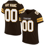 Football Mesh Custom Authentic Brown Jersey White-Gold Football Mesh Custom Authentic Brown Jersey White-Gold