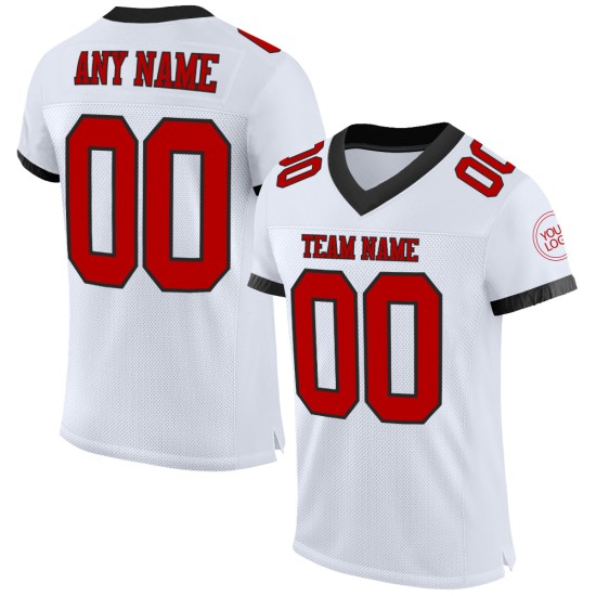 White Red-Black Mesh Football Authentic Custom Jersey White Red-Black Mesh Football Authentic Custom Jersey