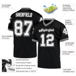 Throwback Black Authentic Custom White-Gray Mesh Football Jersey Throwback Black Authentic Custom White-Gray Mesh Football Jersey