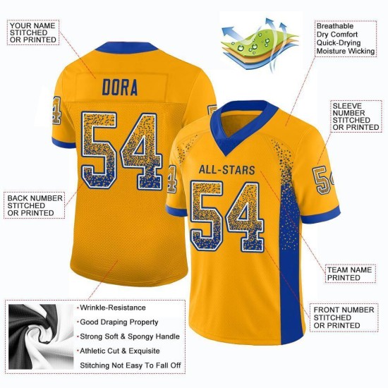 Football Drift Fashion Royal-White Gold Jersey Mesh Custom Football Drift Fashion Royal-White Gold Jersey Mesh Custom