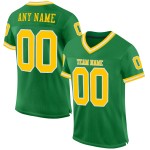 Custom Gold-White Mesh Grass Football Throwback Authentic Jersey Green Custom Gold-White Mesh Grass Football Throwback Authentic Jersey Green