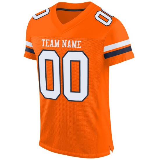 Jersey Custom Authentic Football Mesh White-Navy Orange Jersey Custom Authentic Football Mesh White-Navy Orange