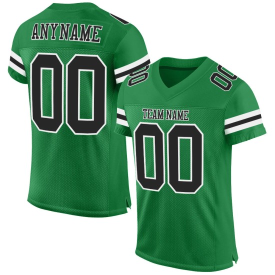 Football Green Mesh Jersey Custom Authentic Black-White Grass Football Green Mesh Jersey Custom Authentic Black-White Grass