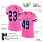 Navy-White Custom Pink Football Mesh Jersey Authentic Navy-White Custom Pink Football Mesh Jersey Authentic