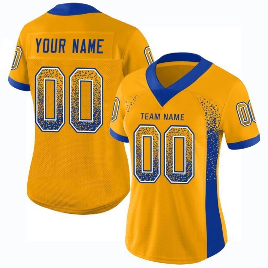 Football Drift Fashion Royal-White Gold Jersey Mesh Custom Football Drift Fashion Royal-White Gold Jersey Mesh Custom