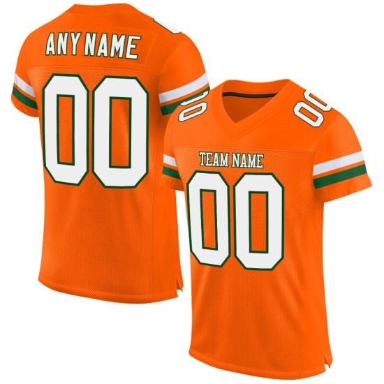 Authentic Mesh Football White-Green Custom Jersey Orange Authentic Mesh Football White-Green Custom Jersey Orange