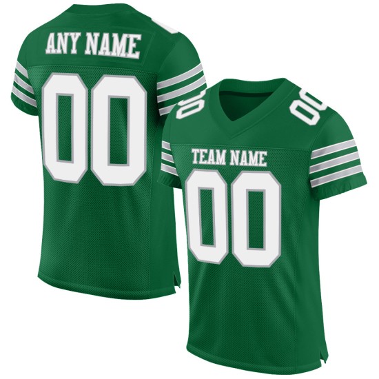 Jersey Custom Green Authentic Football Kelly Mesh White-Gray Jersey Custom Green Authentic Football Kelly Mesh White-Gray