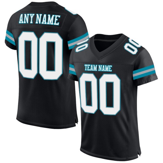 Jersey White-Teal Mesh Black Football Authentic Custom Jersey White-Teal Mesh Black Football Authentic Custom