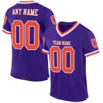 Football Authentic Mesh Purple Jersey Throwback Custom Orange-White Football Authentic Mesh Purple Jersey Throwback Custom Orange-White