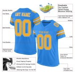 Custom Powder Jersey Blue Mesh Authentic Gold-White Football Custom Powder Jersey Blue Mesh Authentic Gold-White Football