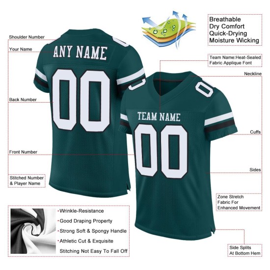 Green White-Black Football Authentic Custom Midnight Jersey Mesh Green White-Black Football Authentic Custom Midnight Jersey Mesh