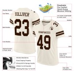 Custom Authentic Football Brown Cream Jersey Mesh Custom Authentic Football Brown Cream Jersey Mesh