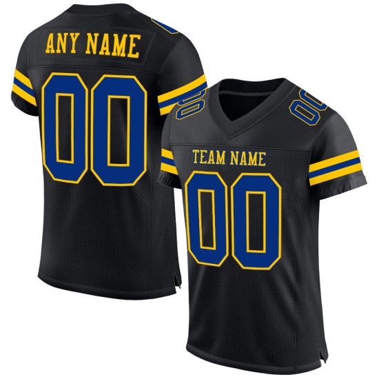 Jersey Football Mesh Royal-Yellow Authentic Black Custom Jersey Football Mesh Royal-Yellow Authentic Black Custom