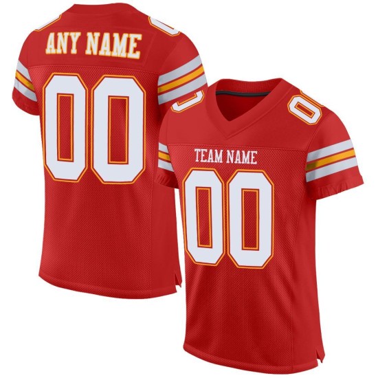Jersey Authentic Scarlet Football Mesh Custom White-Gold Jersey Authentic Scarlet Football Mesh Custom White-Gold