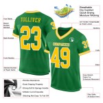 Custom Gold-White Mesh Grass Football Throwback Authentic Jersey Green Custom Gold-White Mesh Grass Football Throwback Authentic Jersey Green
