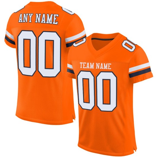 Jersey Custom Authentic Football Mesh White-Navy Orange Jersey Custom Authentic Football Mesh White-Navy Orange