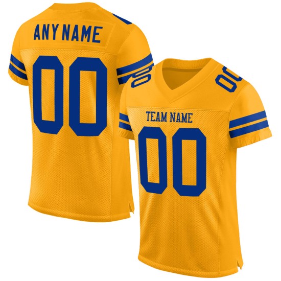 Mesh Royal Gold Football Custom Jersey Authentic Mesh Royal Gold Football Custom Jersey Authentic