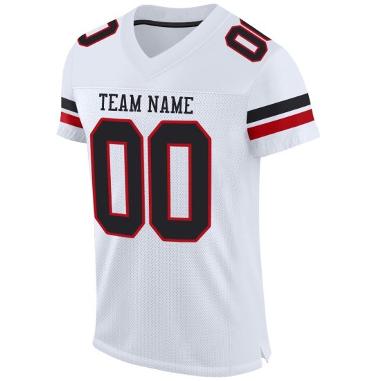 Custom Jersey Black-Red Authentic White Mesh Football Custom Jersey Black-Red Authentic White Mesh Football