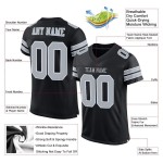 Jersey Black Authentic Football Mesh Silver-White Custom Jersey Black Authentic Football Mesh Silver-White Custom