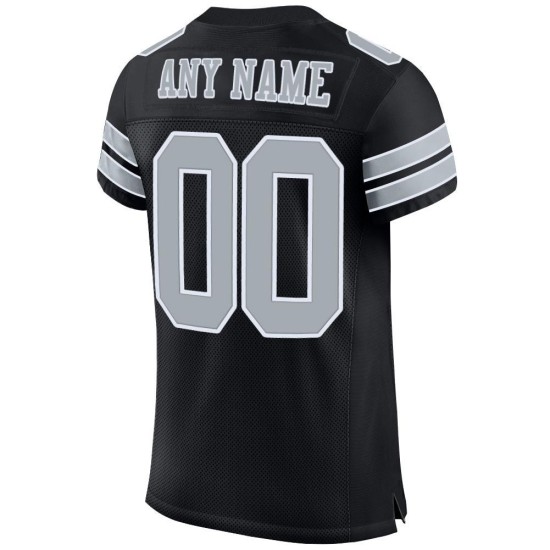 Jersey Black Authentic Football Mesh Silver-White Custom Jersey Black Authentic Football Mesh Silver-White Custom