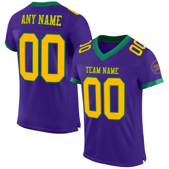 Gold-Kelly Custom Mesh Jersey Football Authentic Purple Green Gold-Kelly Custom Mesh Jersey Football Authentic Purple Green