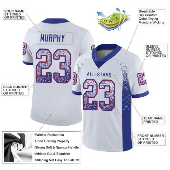 Drift Football Jersey Custom Royal-Red Fashion Mesh White Drift Football Jersey Custom Royal-Red Fashion Mesh White