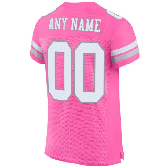 Authentic Mesh Gray Custom Football White-Light Pink Jersey Authentic Mesh Gray Custom Football White-Light Pink Jersey