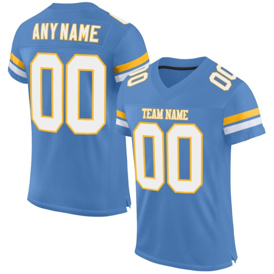Mesh Light Football White-Gold Custom Jersey Authentic Blue Mesh Light Football White-Gold Custom Jersey Authentic Blue