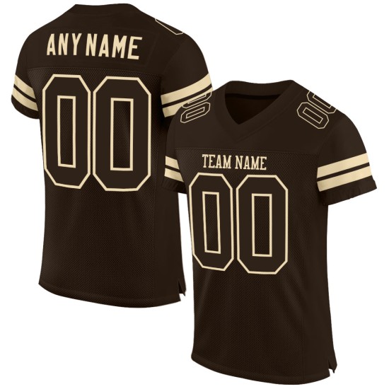 Brown Mesh Football Brown-Cream Custom Jersey Authentic Brown Mesh Football Brown-Cream Custom Jersey Authentic