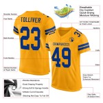 Mesh Royal Gold Football Custom Jersey Authentic Mesh Royal Gold Football Custom Jersey Authentic