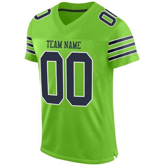 Neon Navy-White Football Jersey Custom Mesh Green Authentic Neon Navy-White Football Jersey Custom Mesh Green Authentic