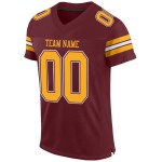 Authentic Jersey Football Gold-White Mesh Burgundy Custom Authentic Jersey Football Gold-White Mesh Burgundy Custom