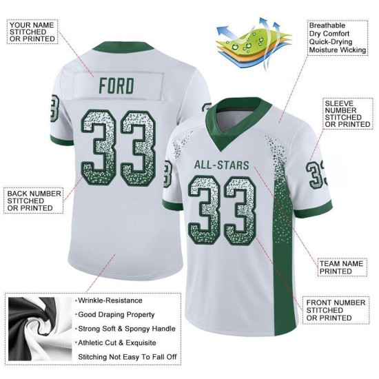 Gotham Mesh Drift Fashion Football Jersey White Custom Green-Black Gotham Mesh Drift Fashion Football Jersey White Custom Green-Black
