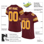 Authentic Jersey Football Gold-White Mesh Burgundy Custom Authentic Jersey Football Gold-White Mesh Burgundy Custom