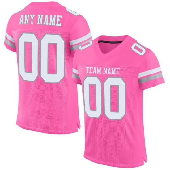 Authentic Mesh Gray Custom Football White-Light Pink Jersey Authentic Mesh Gray Custom Football White-Light Pink Jersey