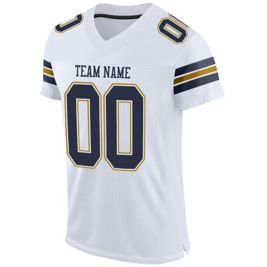 Mesh Custom Gold White Jersey Navy-Old Authentic Football Mesh Custom Gold White Jersey Navy-Old Authentic Football