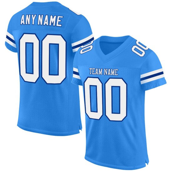 Blue Custom Football Powder Mesh Jersey Authentic White-Royal Blue Custom Football Powder Mesh Jersey Authentic White-Royal